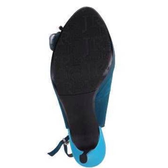 SOLD❗️ New J Renee REGINA Teal & Peacock Jeweled Peeptoe Satin Shoes in Size 8.5 - Picture 11 of 16